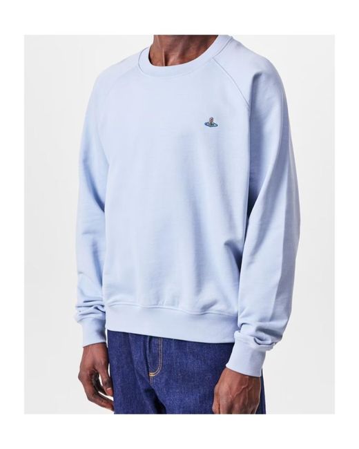 Vivienne Westwood Blue Logo Cotton Orb Crew Neck Sweatshirt for men