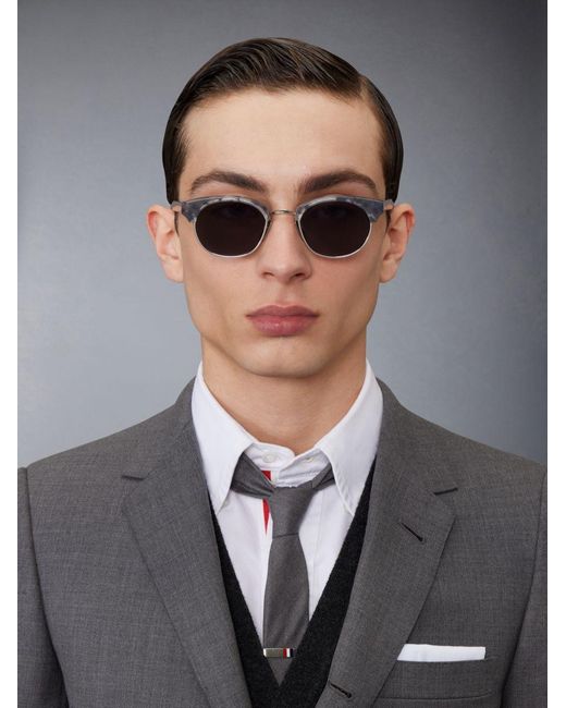 Thom Browne White Eyewear Oval Frame Sunglasses for men