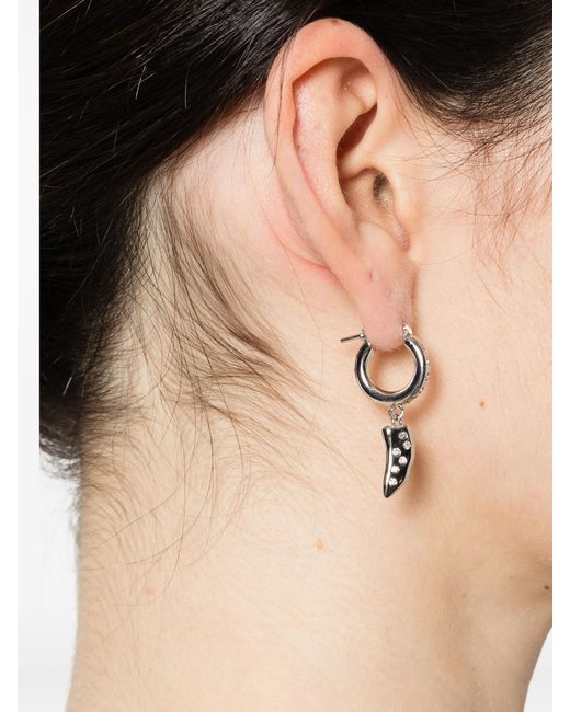 Marni White Crystal-Embellished Hoop Earrings