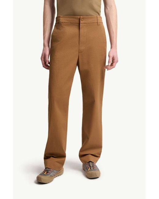 Moncler Brown Cotton Blend Gabardine Pants for men