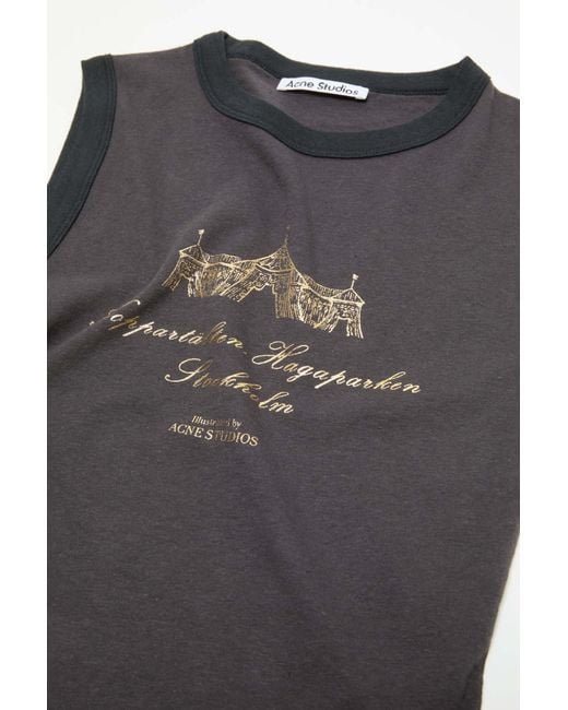 Acne Black Graphic-Print Tank Top