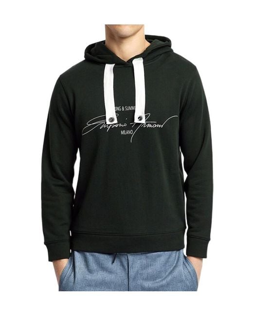Emporio Armani Black Logo Hooded Sweater for men