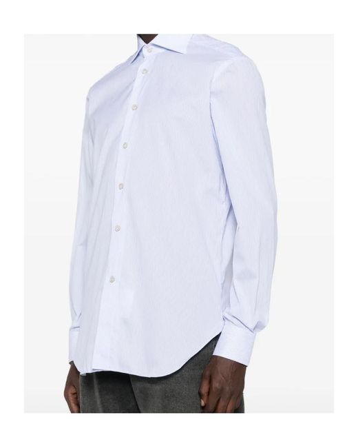 Kiton White Striped Cotton Shirt for men