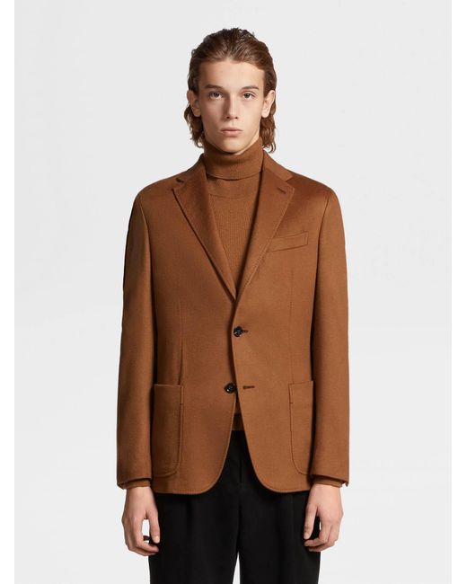 Zegna Brown Foliage Oasi Cashmere Suit Coat for men