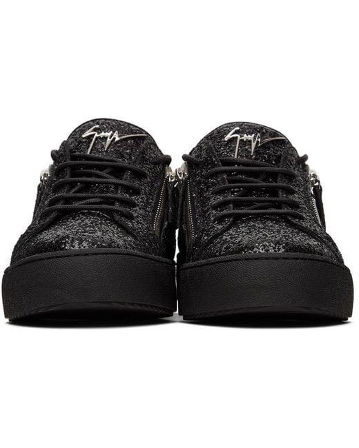 Giuseppe Zanotti Black Strass Glitter-Detail Sneakers for men