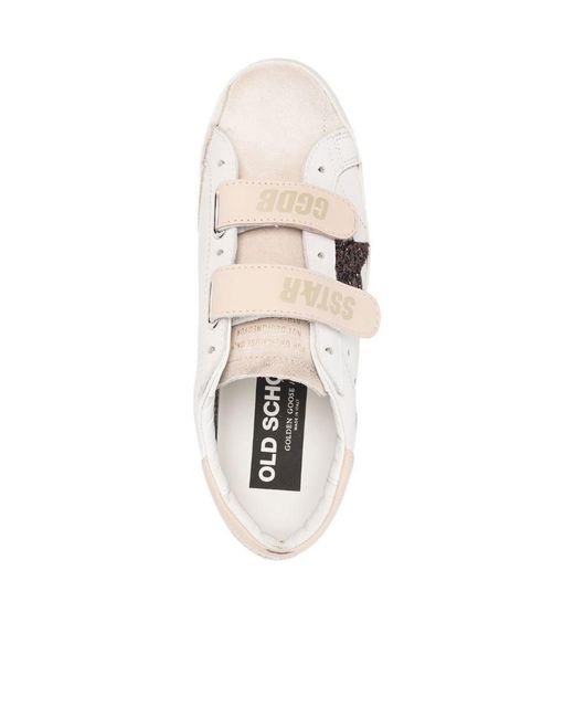 Golden Goose Deluxe Brand White Old School Logo-Appliqué Sneakers