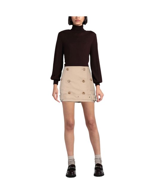 Burberry Natural Solid-Colored Wrap Skirt