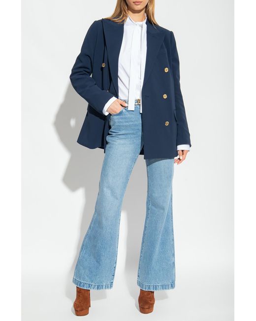 MICHAEL Michael Kors Blue Belted Bootcut High-Rise Jeans
