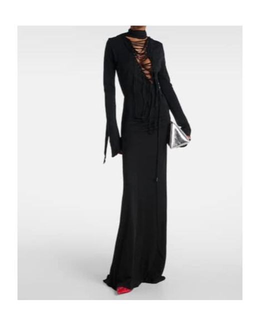 The Attico Black Cutout Crêpe Maxi Dress