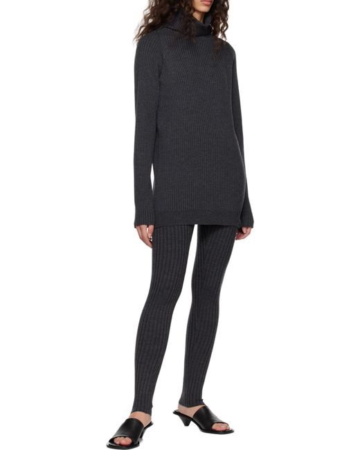 Totême Gray Skinny-Cut Ribbed Leggings