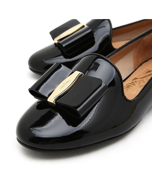 Ferragamo Black Bow-Decorated Flat Shoes