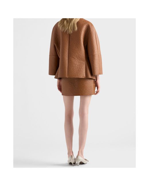 Prada Brown Nappa Leather Mini Skirt