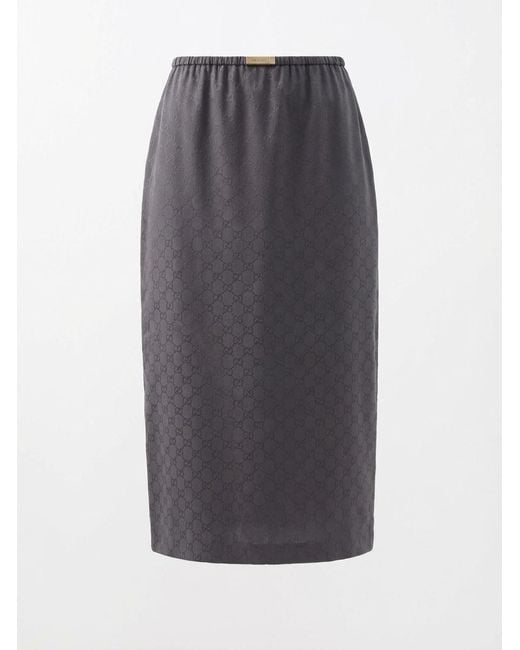 Gucci Blue Gg Cotton Silk Jacquard Skirt