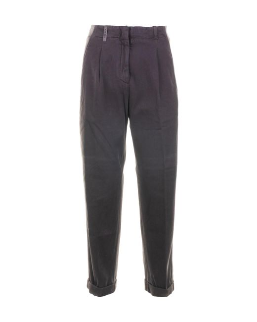 Peserico Blue Pleated Straight Leg Trousers