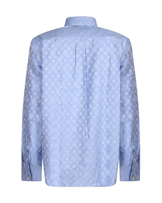 Casablanca Blue Monogram Patterned Shirt for men