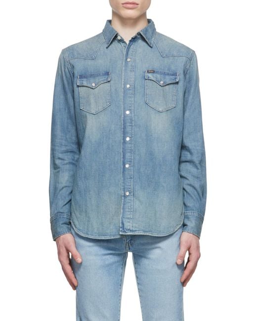 Polo Ralph Lauren Blue Long-Sleeved Denim Shirt for men