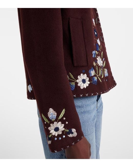 Rixo Purple Embroidered Single-Breasted Casual Jacket