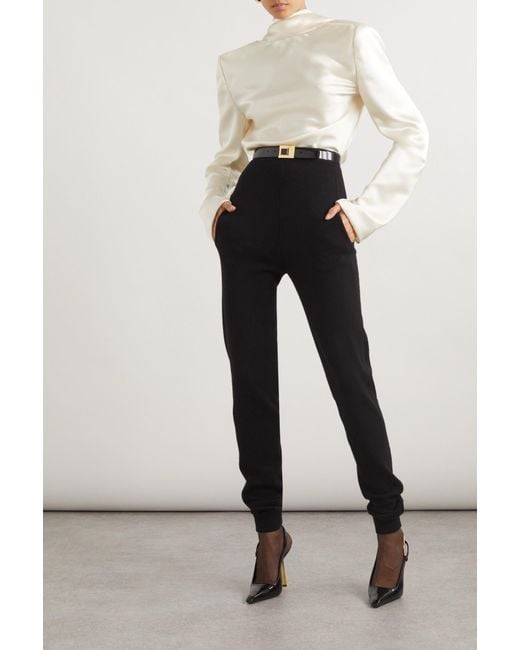 Saint Laurent White Draped Crepe Blouse