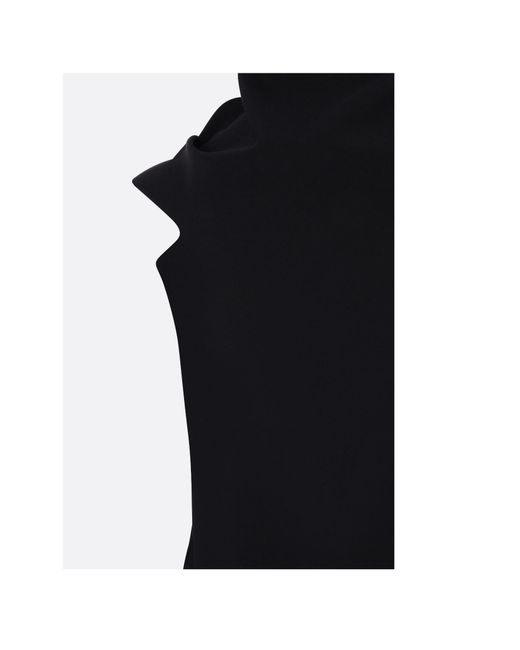 Quira Black Cowl-Neck Short-Sleeve Knitted Top