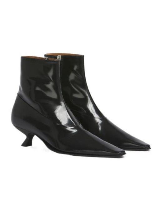 Marni Black Pointed Heeled Ankle Boots