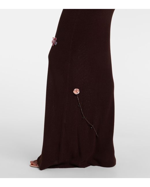 AYA MUSE Purple Floral Appliqué Knit Dress