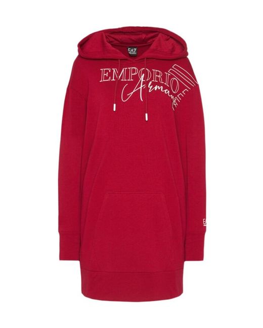 EA7 Red Logo Hooded Dress