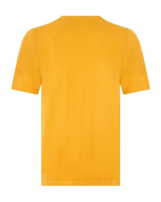Roberto Collina Yellow Fine Knit Crew Neck Sweater for men