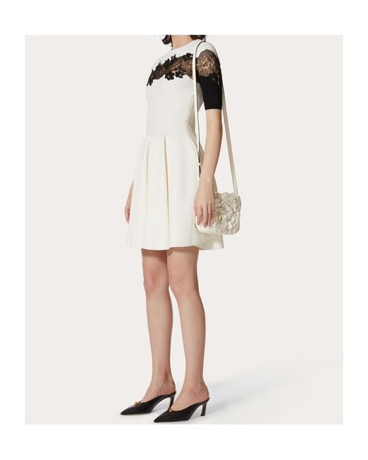 Valentino White Lace-Panel A-Line Dress