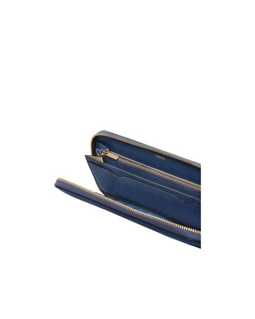 Valextra Blue Zipper Wallet