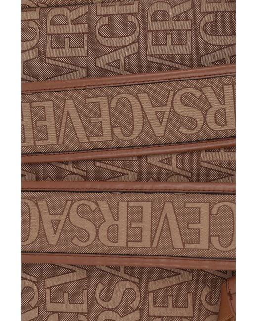 Versace Brown Allover Logo Printed Backpack for men
