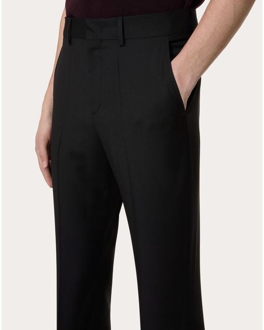 Valentino Black Pleated Straight Leg Trousers for men