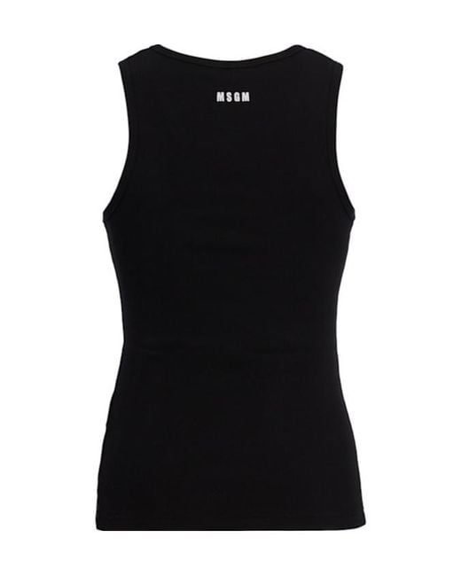 MSGM Black Logo Cotton Blend Tank Top for men