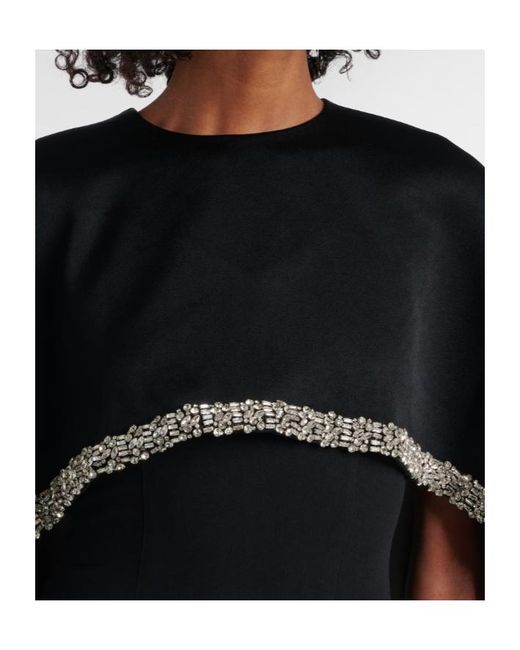 Roland Mouret Black Embellished Satin Crepe Gown