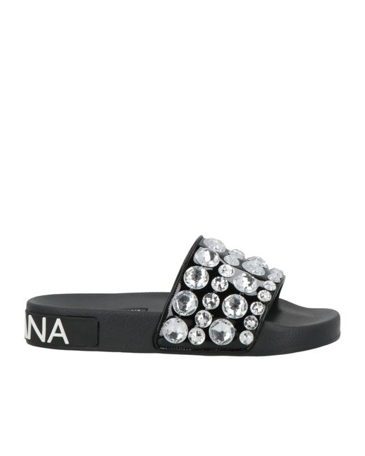 Dolce & Gabbana Black Rhinestone Slides