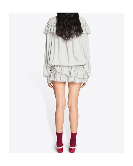 Dries Van Noten White Ruffled Jersey Blouse