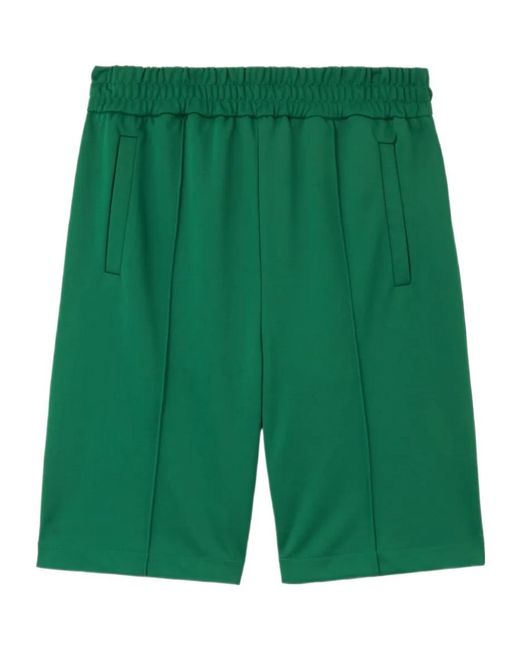 Palm Angels Green Curved Logo Track Shorts for men