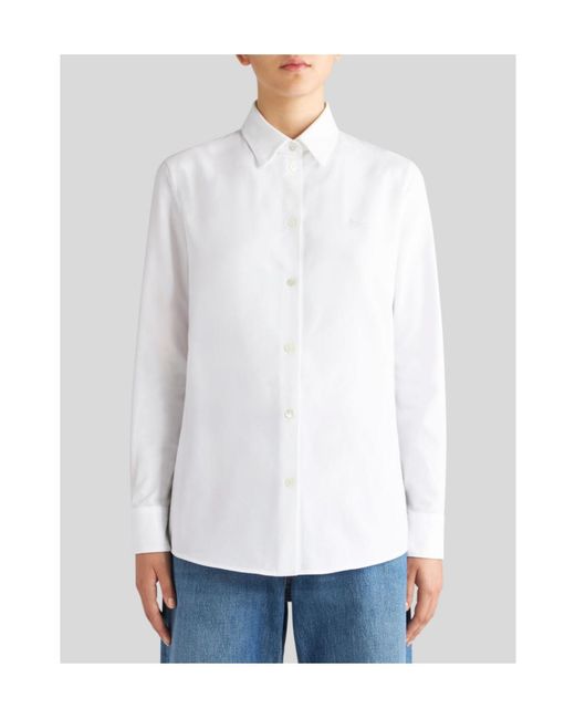 Etro White Pegaso-Embroidered Straight Hem Shirt