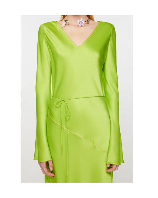 Acne Green Satin Midi Dress