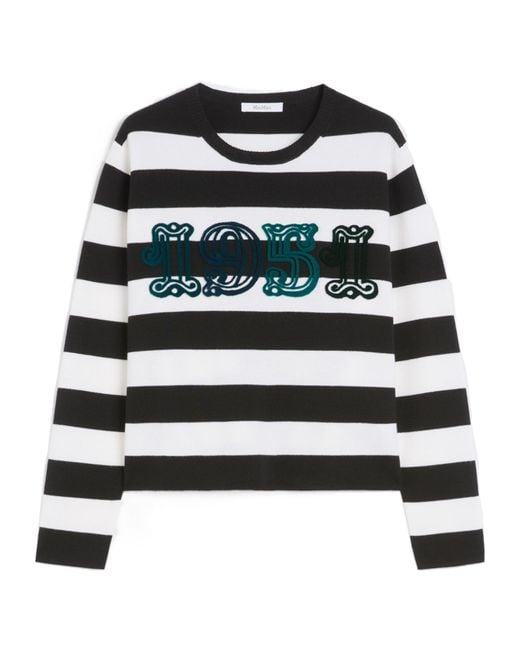 Max Mara Black Viterbo Striped Crewneck Jumper