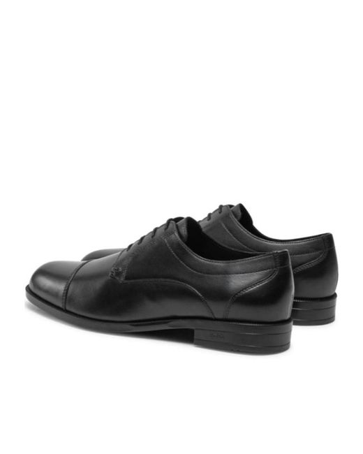 Boss Black Leather Derby Shoes for men