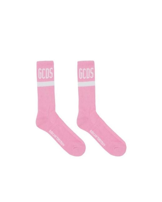 Gcds Pink Logo Knitted Socks