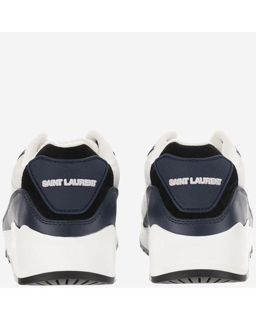 Saint Laurent White Logo Embossed Lace-Up Sneakers