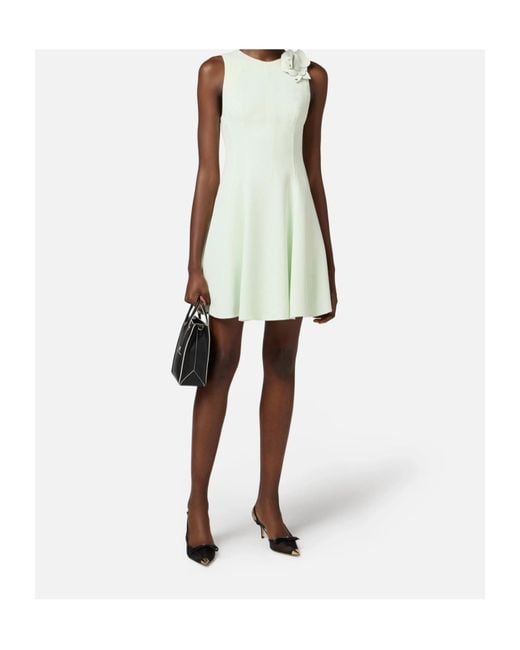 Elisabetta Franchi White Flared Crepe Dress