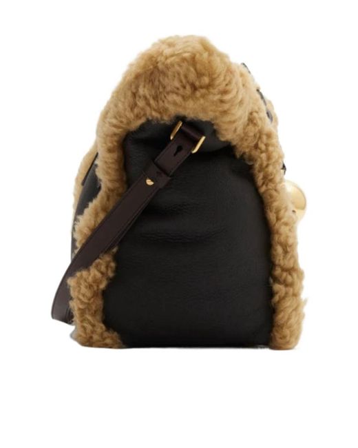 Burberry Multicolor Shield Shearling Tote Bag