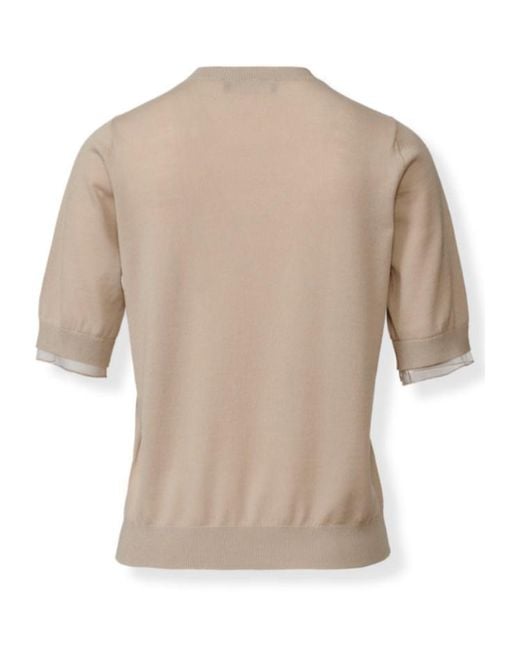 Fabiana Filippi Natural Short-Sleeve Knitted Sweater