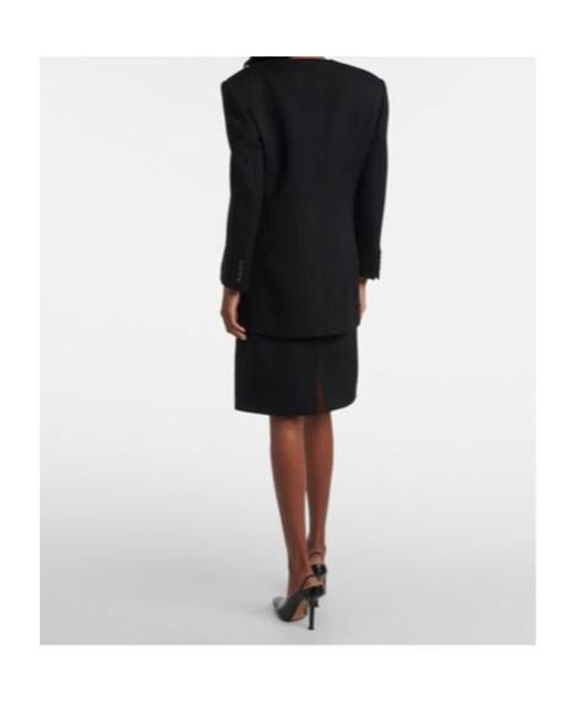 Calvin Klein Black Ribbed-Knit Wool Blazer