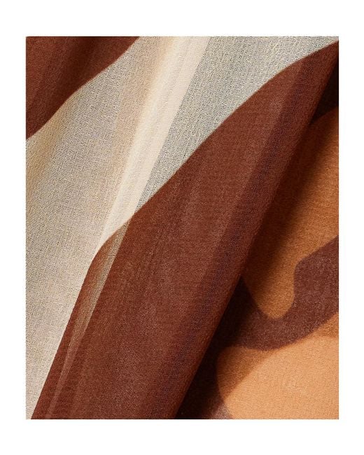 Johanna Ortiz Brown Gathered Printed Recycled-Chiffon Maxi Skirt