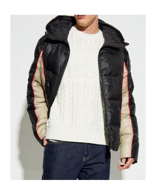 DIESEL Black Hooded Zip-Up Quilted Jacket for men