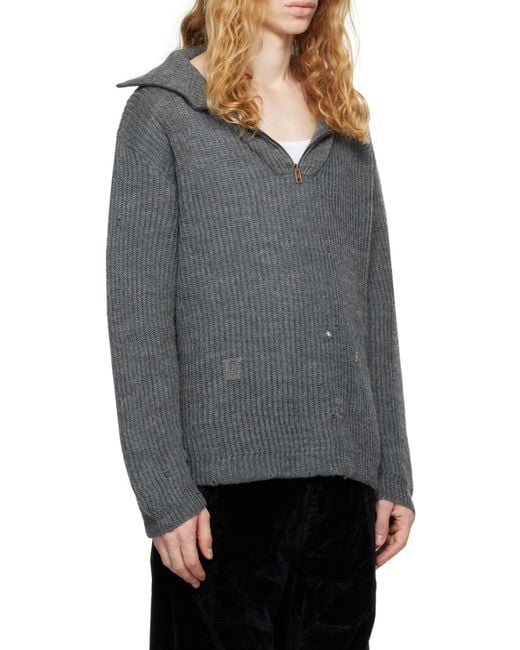 Maison Margiela Gray Summer Shetland Knit Jumper for men