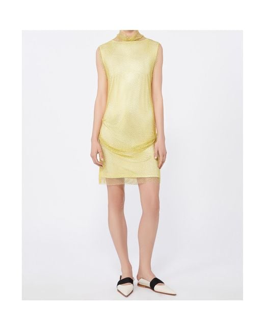 Sportmax Yellow Sleeveless Dress With Rhinestones